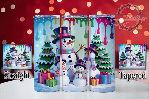 3D Cute Christmas Snowman Tumbler Design