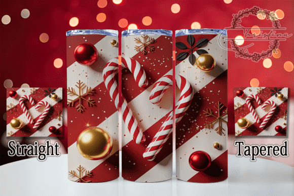 3D Festive Candy Cane Tumbler: Vibrant Holiday Design