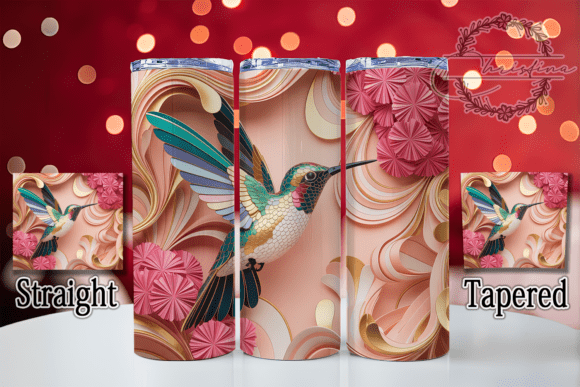 3D Gold Hummingbird Tumbler: Elegant Digital Design