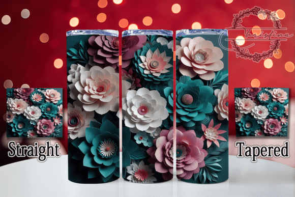 3D Green Pink Roses Tumbler: Vibrant Floral Design for Creators