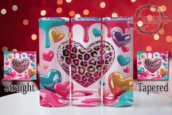 3D Inflated Heart Valentine Tumbler Design