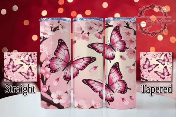 3D Pink Butterfly Floral Tumbler: A Vibrant Design Asset