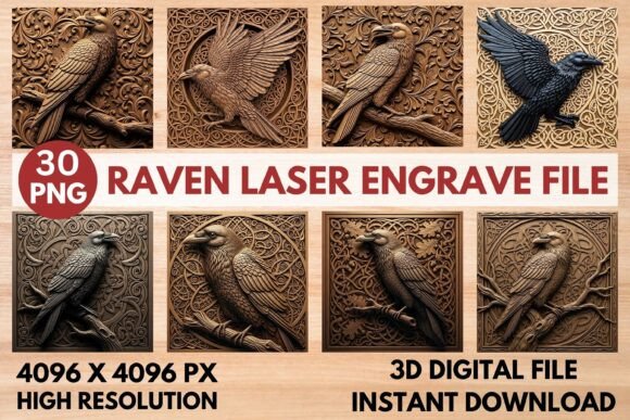 3D Raven Laser Engrave File
