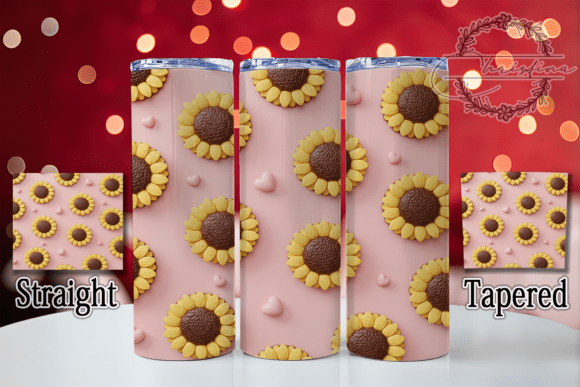 3D Sunflower Heart Tumbler: A Vibrant Design Asset
