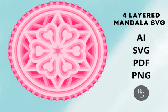 Beautiful 3D Layered Heart Mandala SVG for DIY Crafts