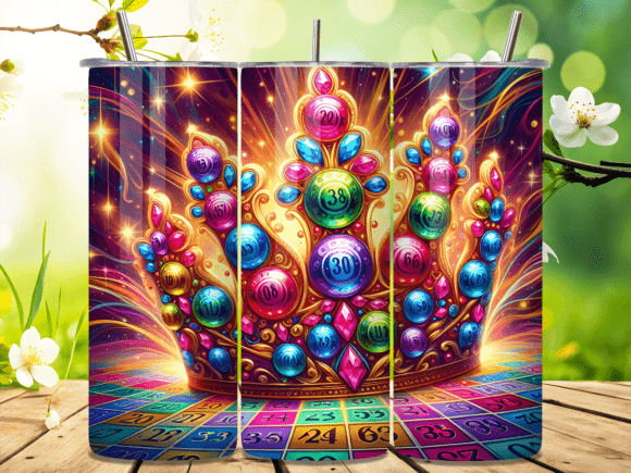 Jeweled Bingo Crown 3D Tumbler Wrap PNG