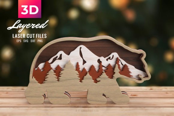 Layered Bear SVG for Laser Cutting and Crafts