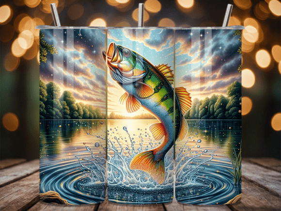 Majestic Bass Fishing 3D Tumbler Wrap: A Professional Design Asset